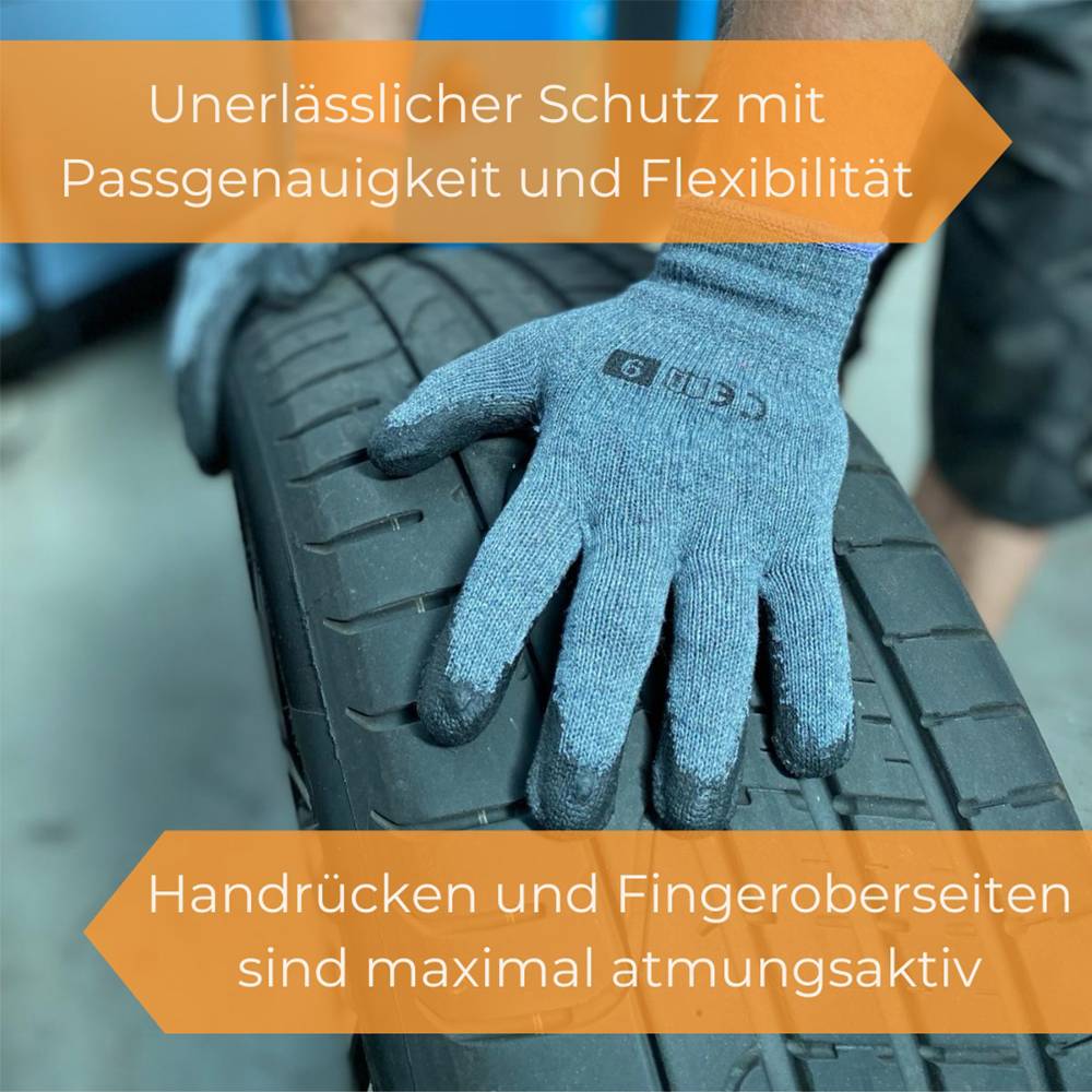 Arbeitshandschuhe Arbeits Montage Garten Handschuhe Latex Baumwolle Reiß Schnittfest Stärke 10. Gr. 10 12 Paar