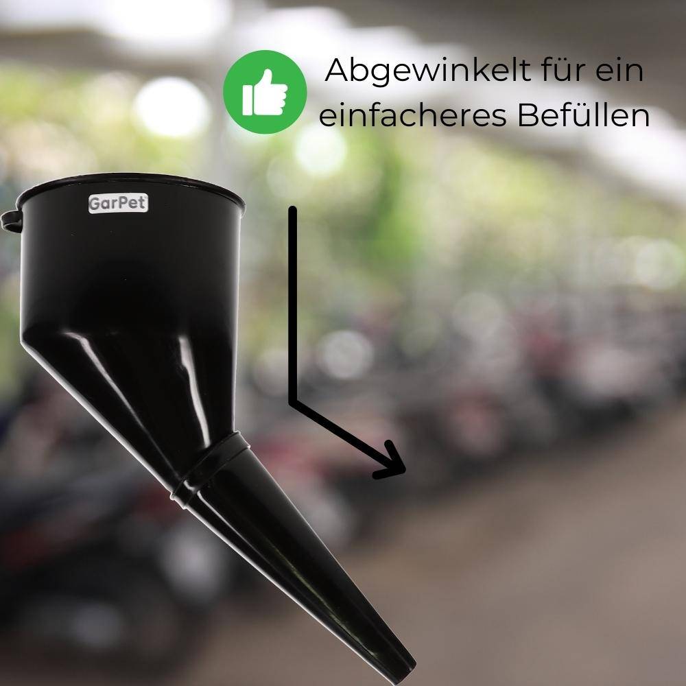 Abgewinkelter Trichter Kunststoff Einfülltrichter mit Sieb Groß Öl Benzin Diesel
