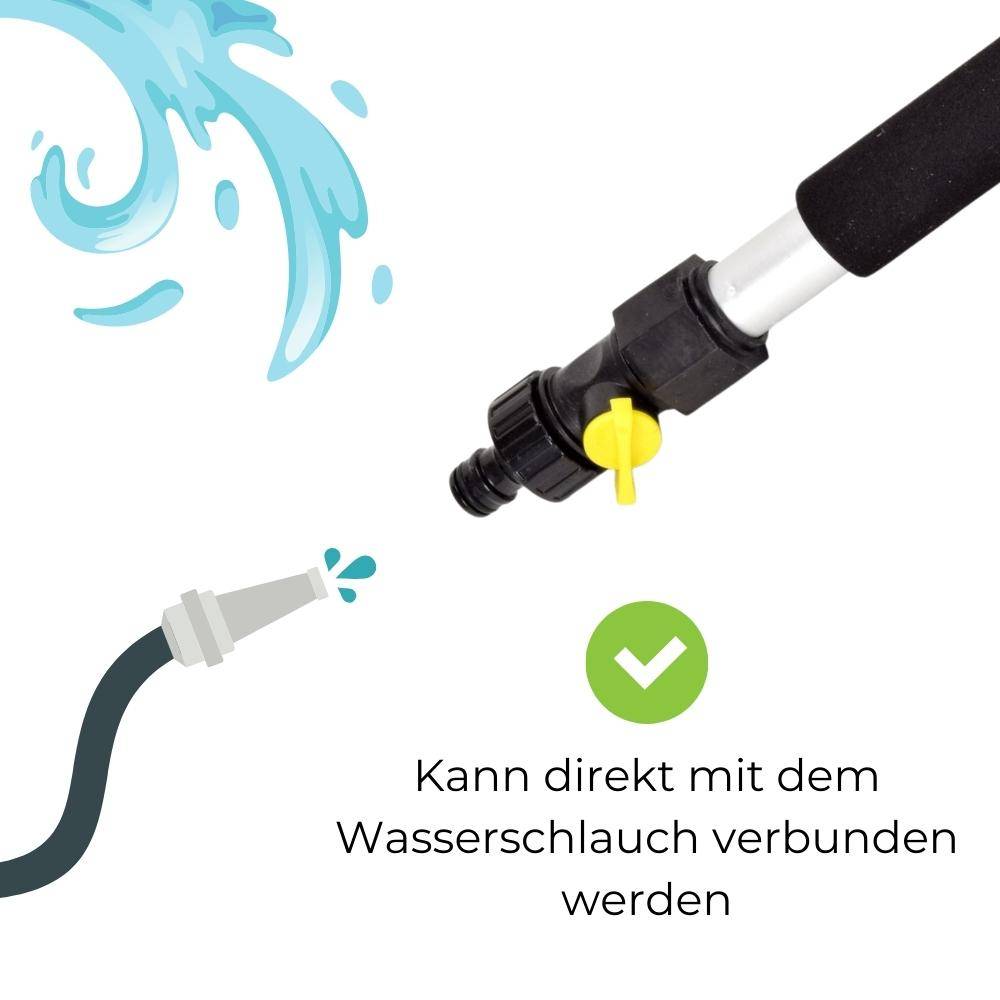 Auto Wasch Bürste Alu Teleskop Stiel Wasseranschluss An/Aus PKW Boot Caravan