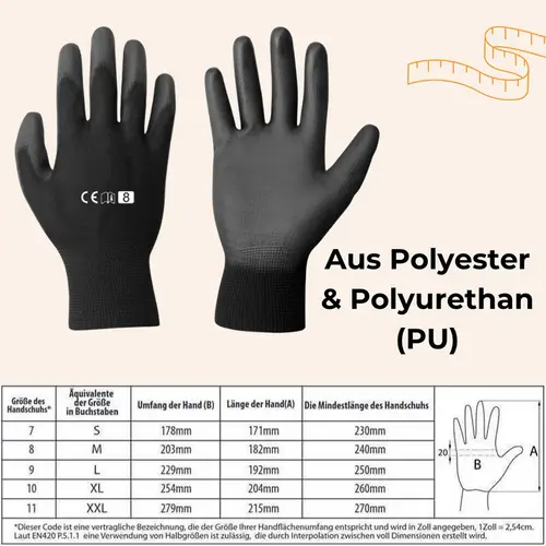 Arbeitshandschuhe PU schwarz Gr. 9 120 Paar Arbeitshandschuhe PU schwarz Gr. 9 120 Paar