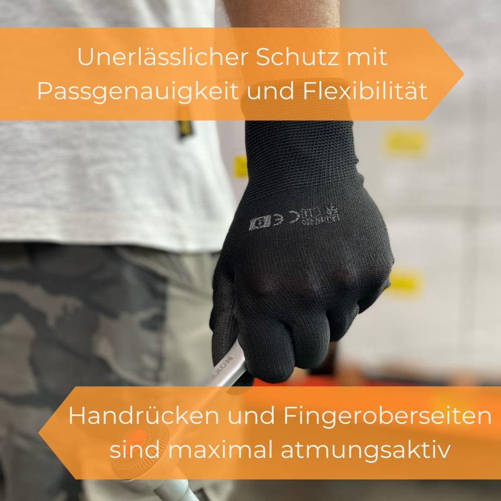 Arbeitshandschuhe PU schwarz Gr. 8 12 Paar
