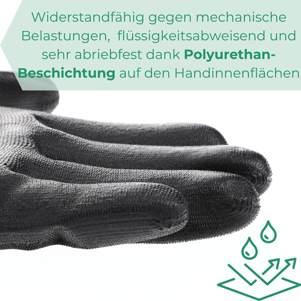 Arbeitshandschuhe PU schwarz Gr. 8 12 Paar