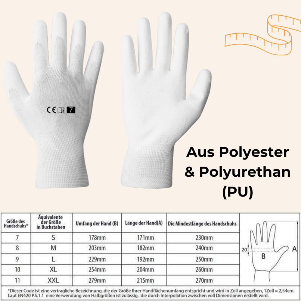 Arbeitshandschuhe PU weiß Gr. 10 1 Paar