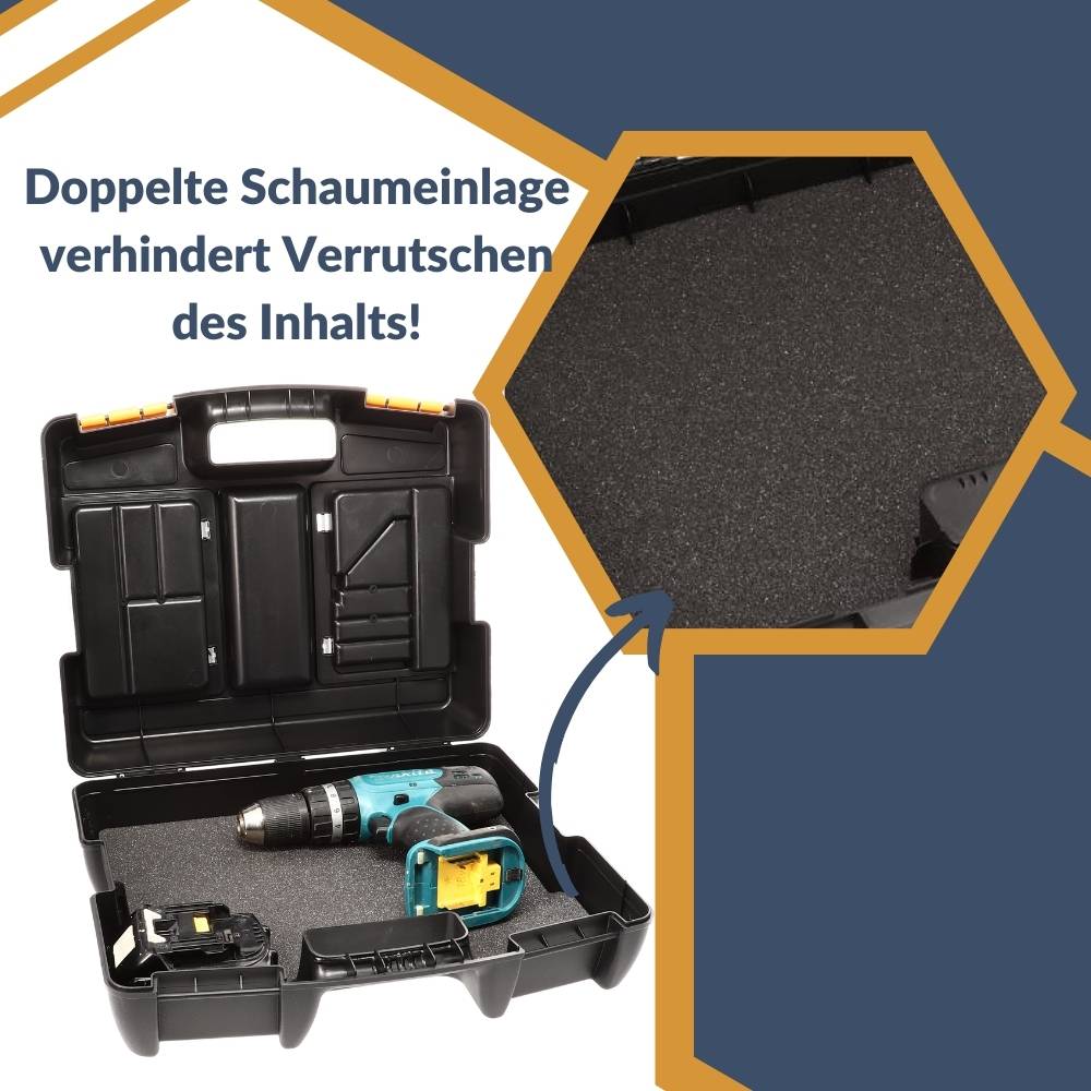 GarPet Werkzeugkoffer leer Kunststoff universal Maschinenkoffer für Elektrowerkzeuge Schaumstoffeinlage Werkzeug Geräte Koffer Box