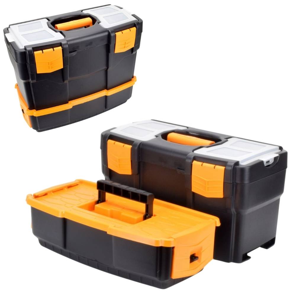 Werkzeugkoffer leer doppelt stapelbar Werkzeug Angel Box Kiste Kasten Toolbox 42
