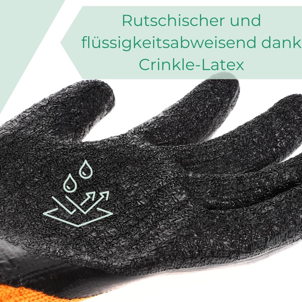 Winter Arbeitshandschuhe Handschuhe Wasserdicht Thermo schnittfest Latex Gr. 10 12 Paar
