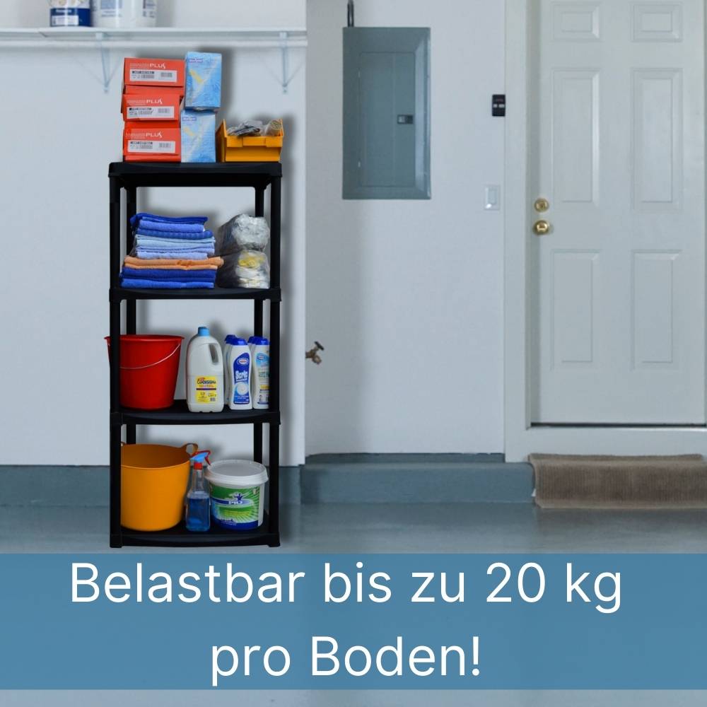 Steckregal Kunststoff Haushaltsregal Keller Lager Regal 4 Böden 60 x 30 x 133 cm