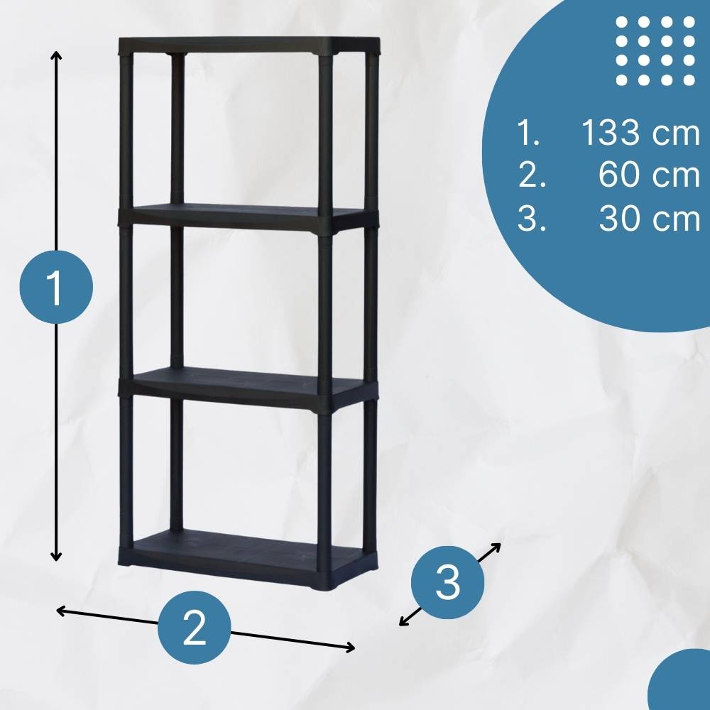 Steckregal Kunststoff Haushaltsregal Keller Lager Regal 4 Böden 60 x 30 x 133 cm