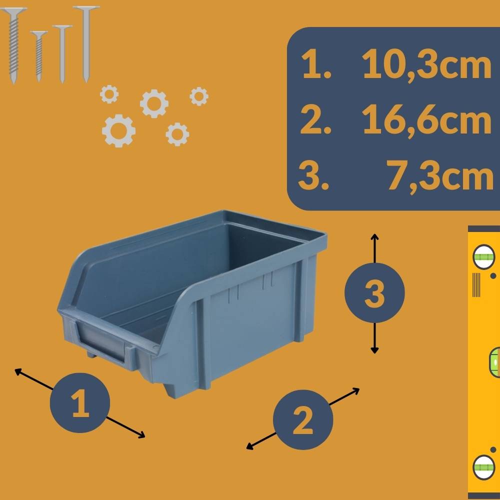 Stapelboxen Schraubenbox Lagerboxen Stapelboxen Werkstatt Sichtlagerboxen klein groß Set Wandhalterung Wand 12x Stapelbox Gr.2