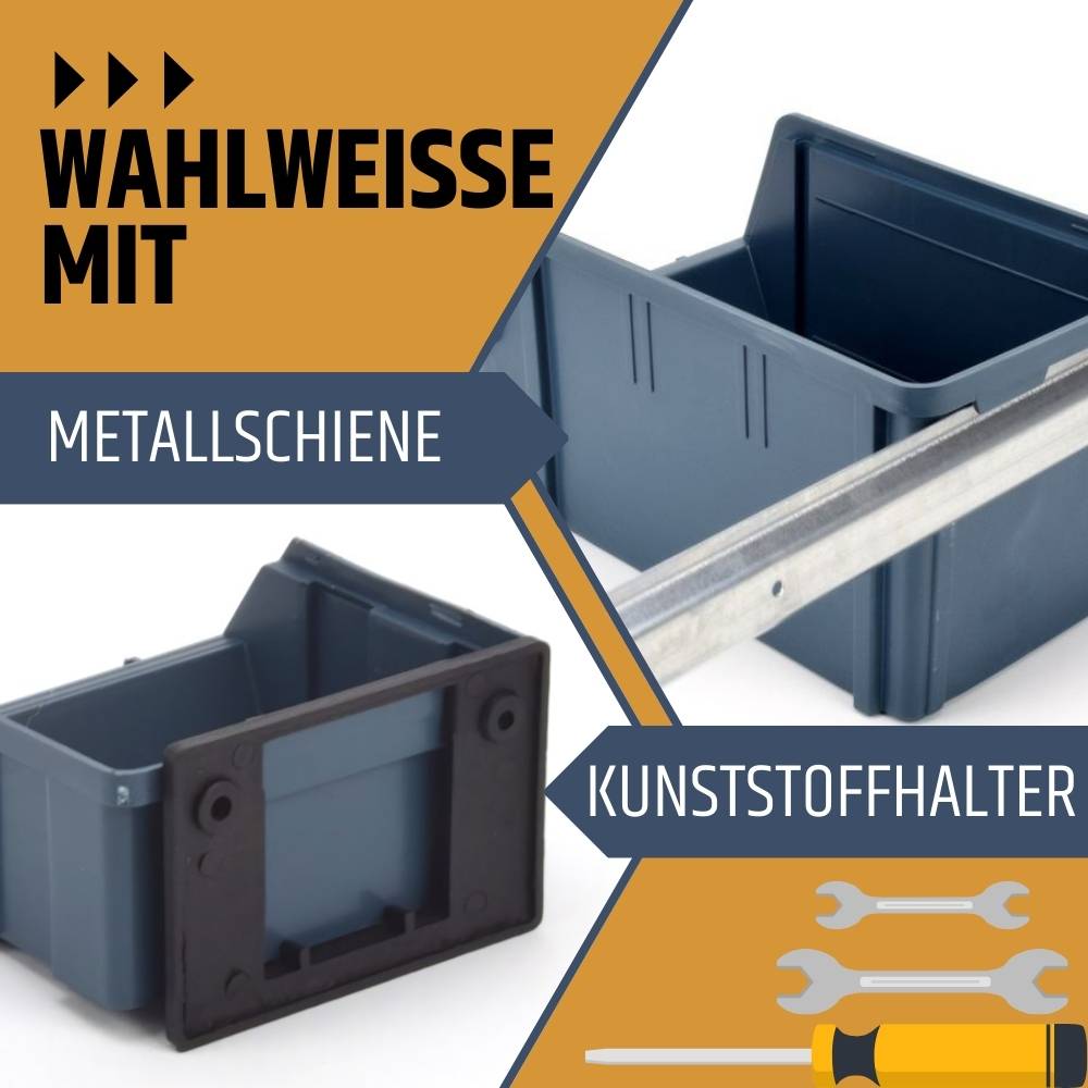 Stapelboxen Schraubenbox Lagerboxen Stapelboxen Werkstatt Sichtlagerboxen klein groß Set Wandhalterung Wand 6x Stapelbox Gr.1 + 6x Kunststoffhalter