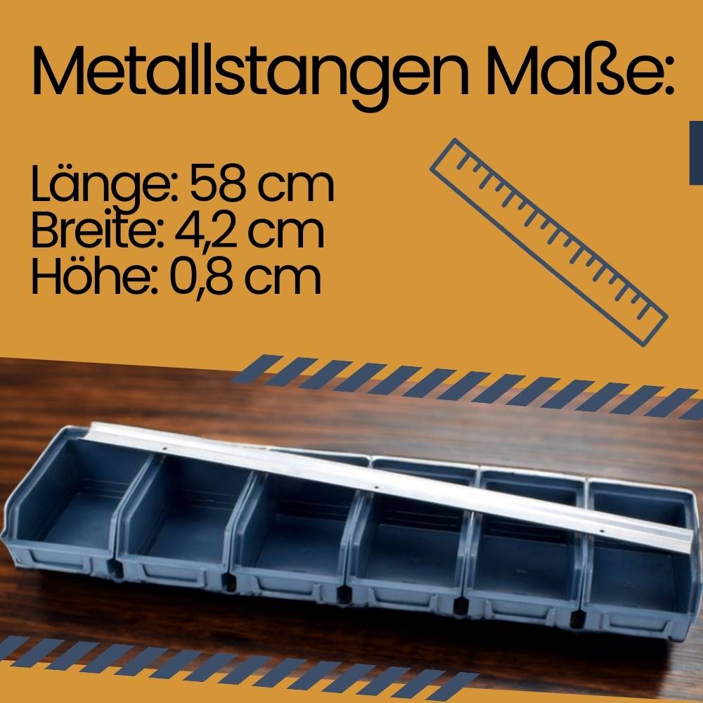 Stapelboxen Schraubenbox Lagerboxen Stapelboxen Werkstatt Sichtlagerboxen klein groß Set Wandhalterung Wand 6x Stapelbox Gr.1 + Metallschiene