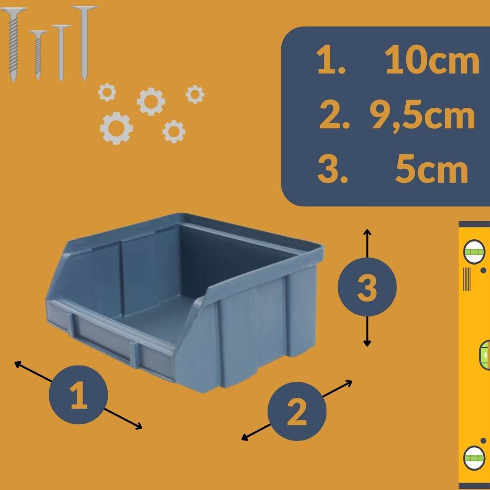 Stapelboxen Schraubenbox Lagerboxen Stapelboxen Werkstatt Sichtlagerboxen klein groß Set Wandhalterung Wand 6x Stapelbox Gr.1 + Metallschiene