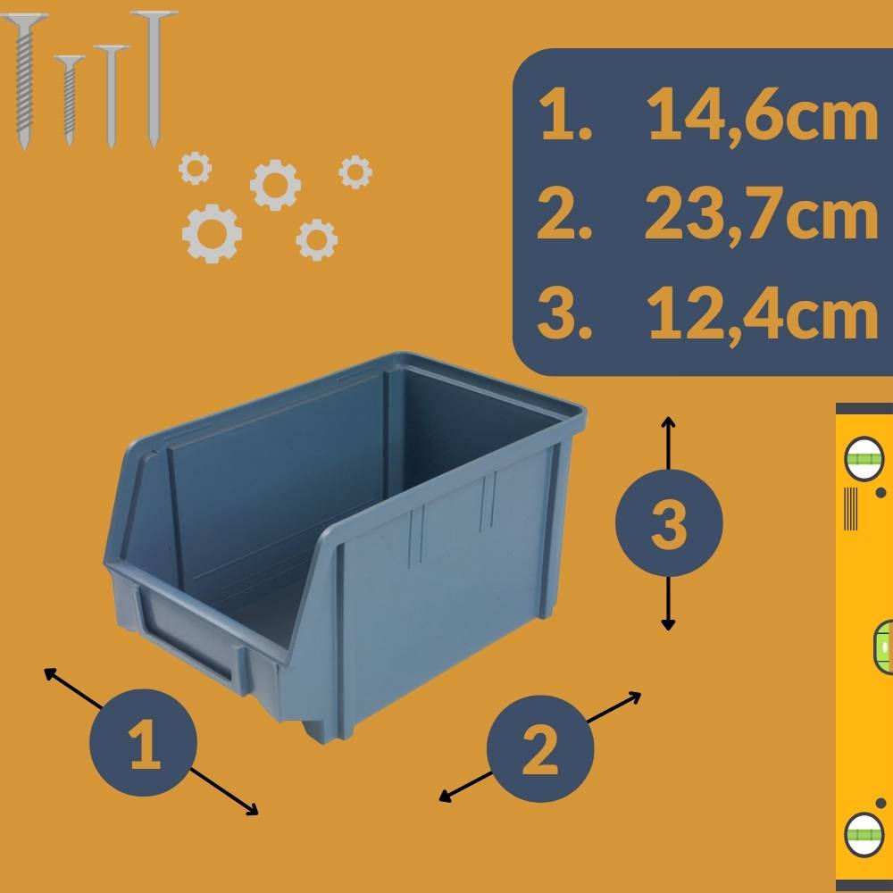 Stapelboxen Schraubenbox Lagerboxen Stapelboxen Werkstatt Sichtlagerboxen klein groß Set Wandhalterung Wand 3x Stapelbox Gr.3 + 3x Kunststoffhalter