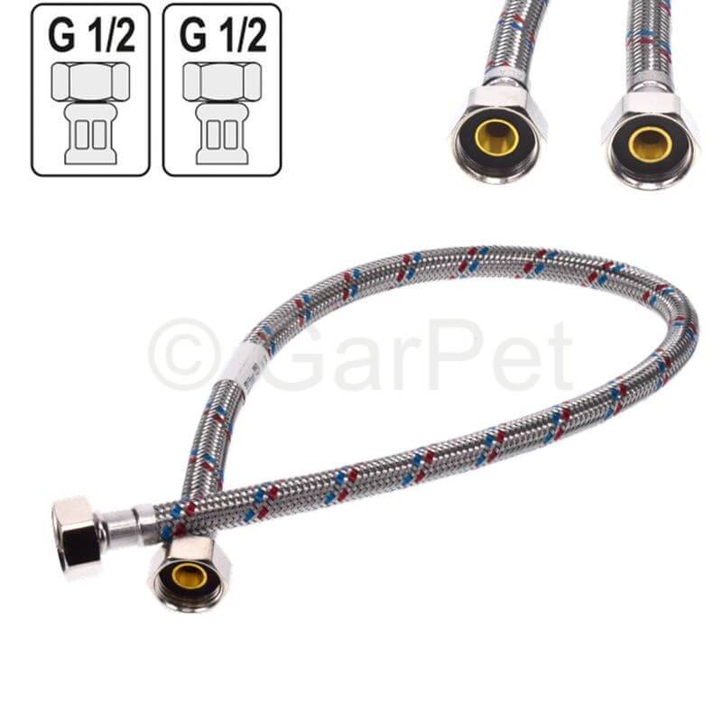 Panzerschlauch Flexschlauch Edelstahl Sanitärschlauch Wasserschlauch Wasserhahn Schlauch 1/2" ÜM x 1/2" ÜM 300 MM