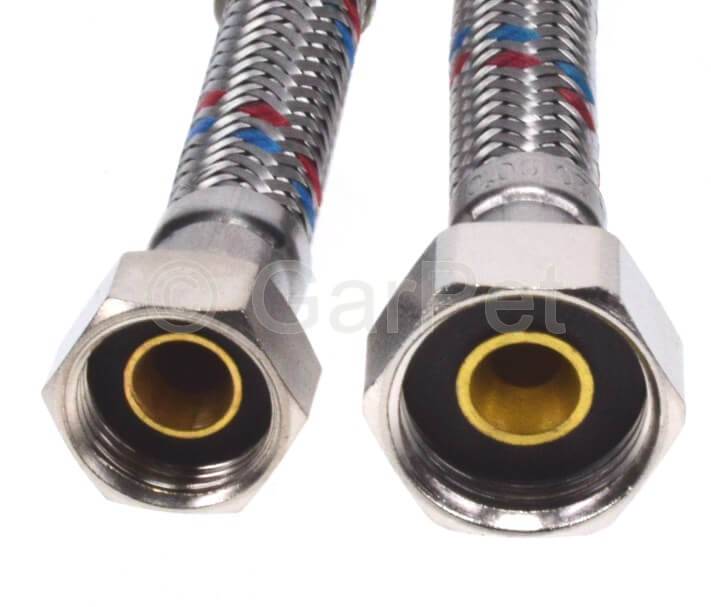 Panzerschlauch Flexschlauch Edelstahl Sanitärschlauch Wasserschlauch Wasserhahn Schlauch 1/2" ÜM x 3/8" ÜM 600 MM