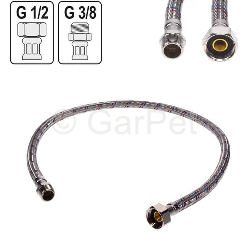 Flexschlauch Panzerschlauch Edelstahl Sanitär Schlauch 1/2" ÜM x 3/8" AG 300 MM