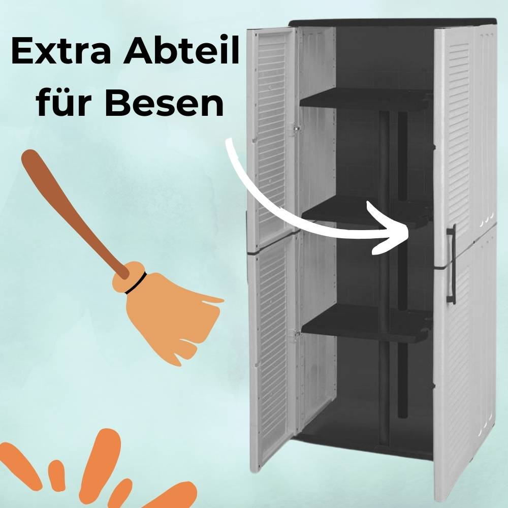 Besenschrank Kunststoff Haushalt Werkstatt Garten Putz Schrank Wetterfest