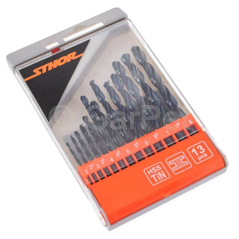 Metallbohrer HSS TiN Spiral Stahl Bohrer Set 13 tlg Satz Zylinderschaft 2-8 mm
