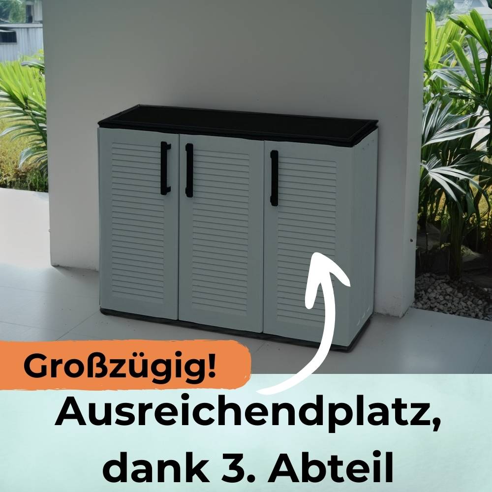 Gartenschrank 3-türig Kunststoff Balkon Werkstatt Haushalts Schrank Wetterfest