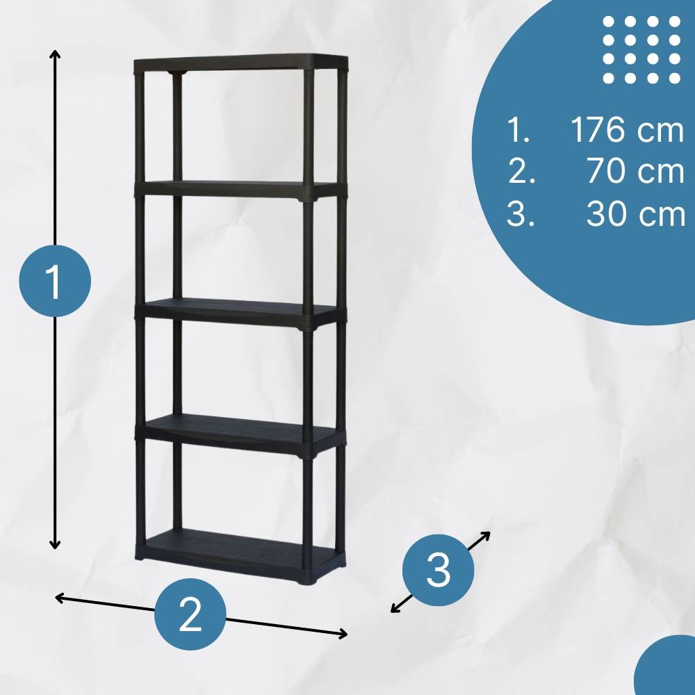 Steckregal Kunststoff Haushaltsregal Keller Lager Regal 5 Böden 70 x 30 x 176 cm