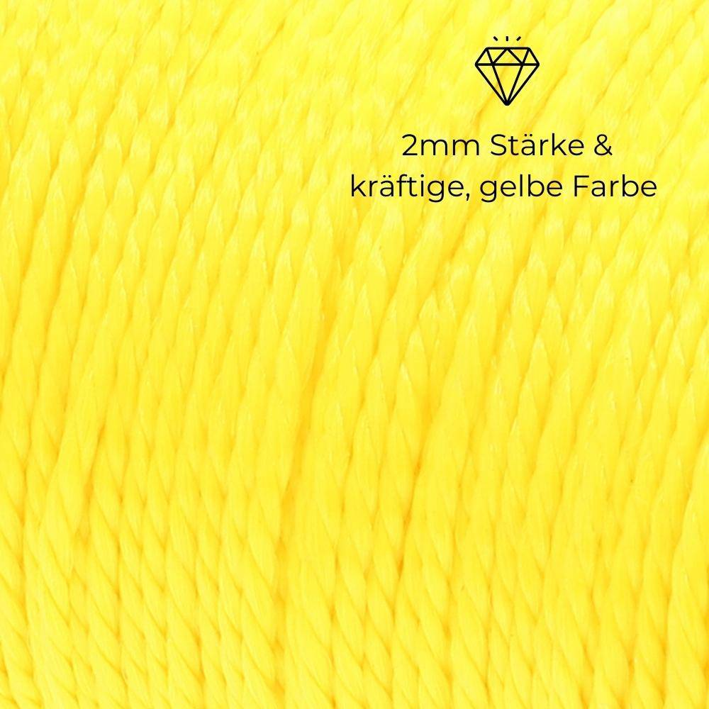 Maurerschnur gelb Richtschnur 100m 2mm reißfeste Schnur Spannschnur Pflasterschnur Bauschnur Mauerschnur Verlegeschnur Lotschnur