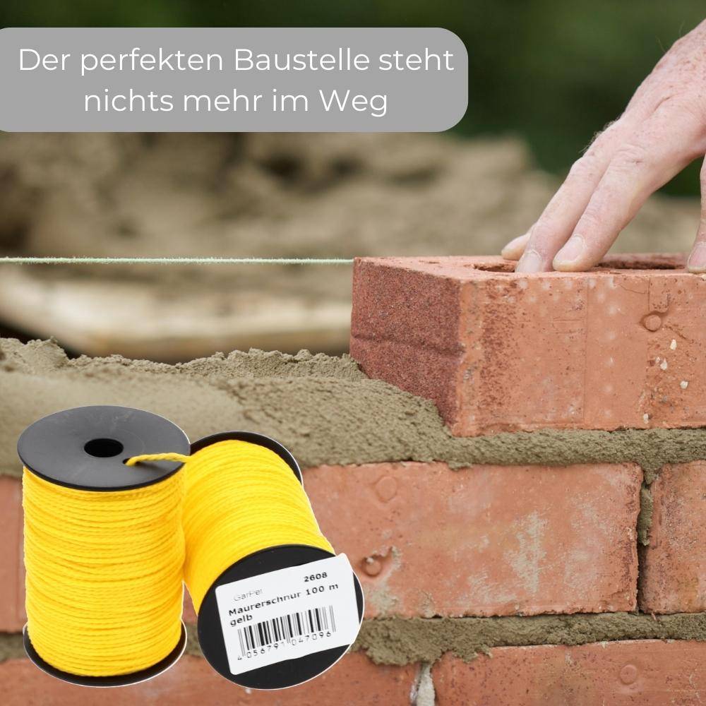 Maurerschnur gelb Richtschnur 100m 2mm reißfeste Schnur Spannschnur Pflasterschnur Bauschnur Mauerschnur Verlegeschnur Lotschnur