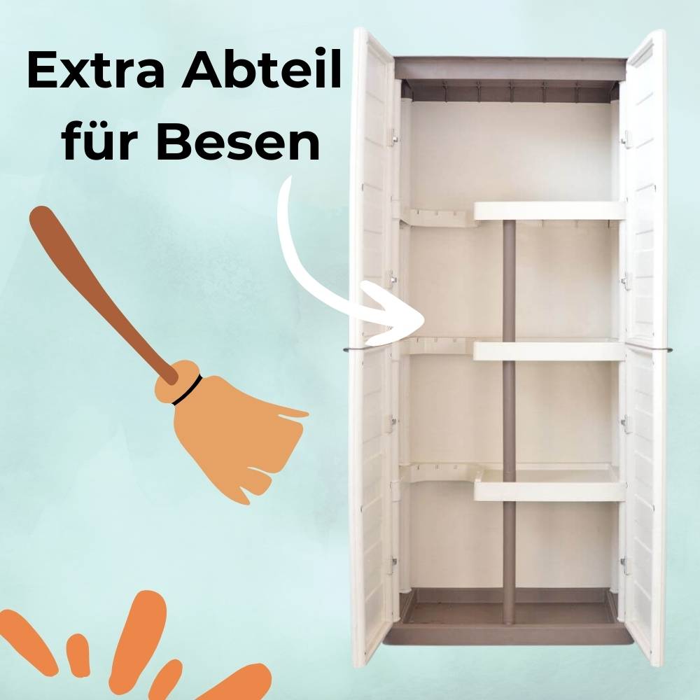 Besenschrank Gartenschrank Kunststoff Putzschrank Geräteschrank Wetterfest Balkonschrank Wasserdicht Haushaltsschrank Werkstatt Putz Schrank