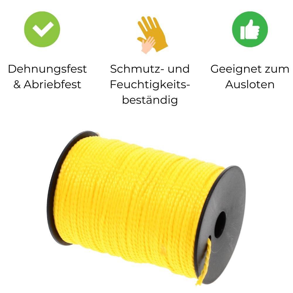 Maurerschnur gelb Richtschnur 6 x 100m 2mm reißfeste Schnur Spannschnur Pflasterschnur Bauschnur Mauerschnur Verlegeschnur Lotschnur