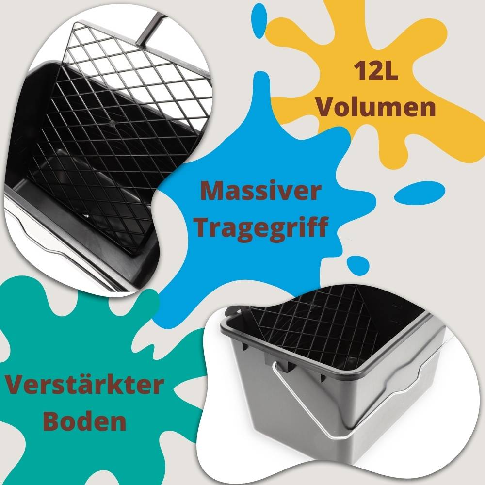 Farbeimer leer mit Ausgießer Skala Eckig Kunststoff Eimer Kübel Behälter 6 Liter 3 Stück