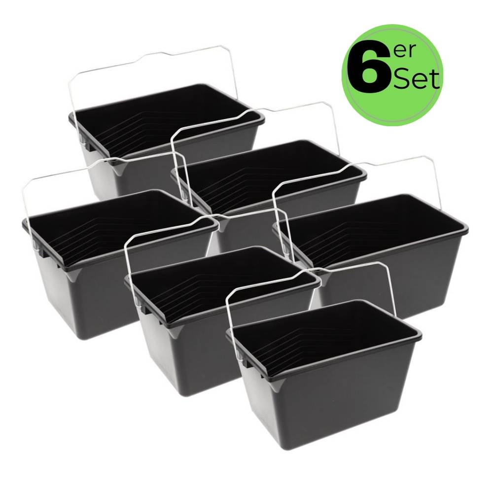 Farbeimer leer mit Ausgießer Skala Eckig Kunststoff Eimer Kübel Behälter 6 Liter 6 Stück