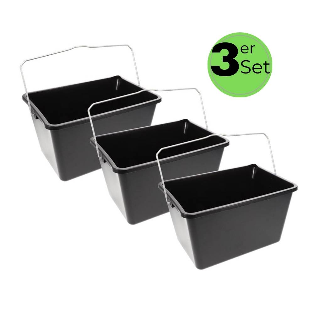 Farbeimer leer mit Ausgießer Skala Eckig Kunststoff Misch Maler Eimer Kübel 12 L 3 Stück