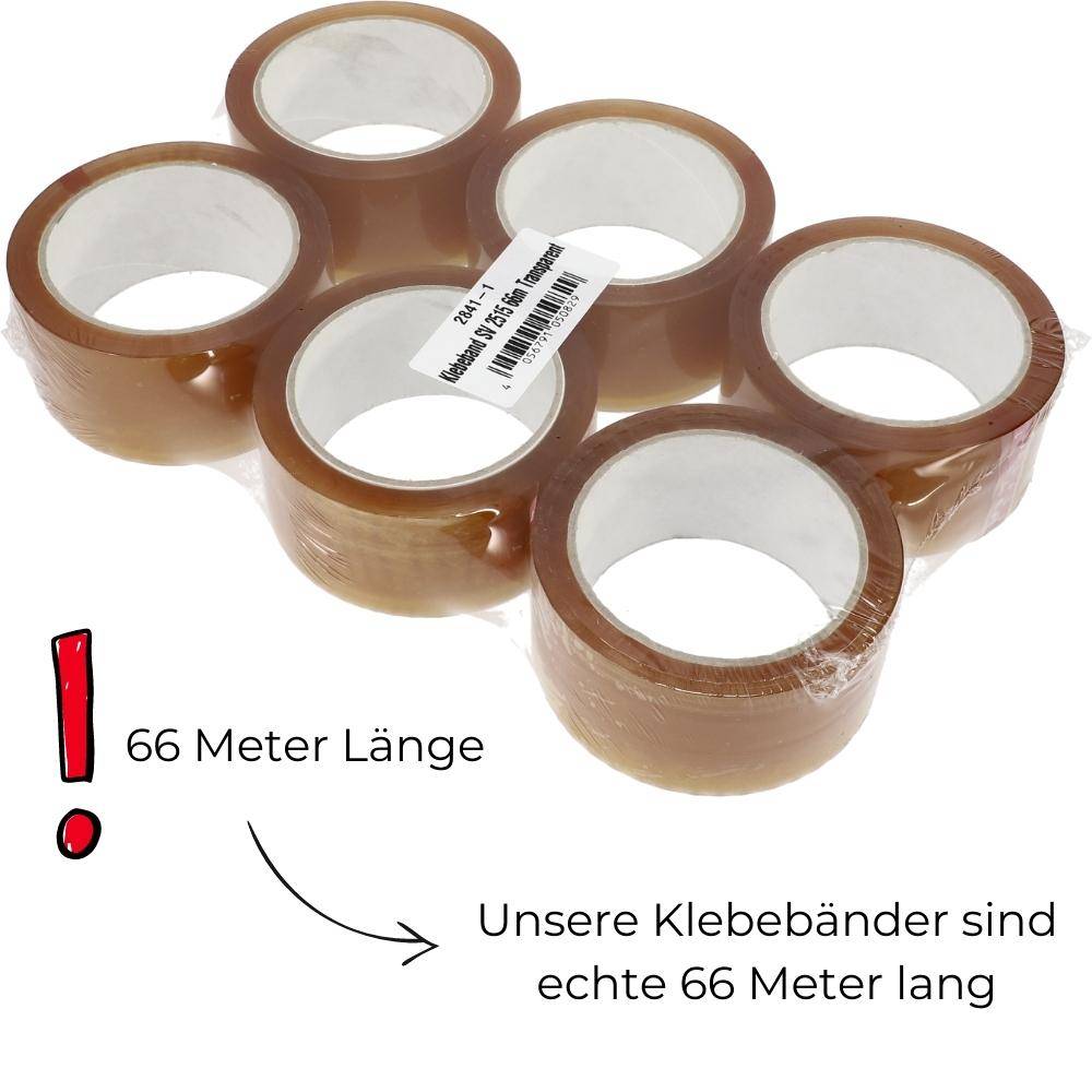 Klebeband Packband Paketband Paketklebeband Verpackungsklebeband Naturkautschuk 6x Braun 66 M
