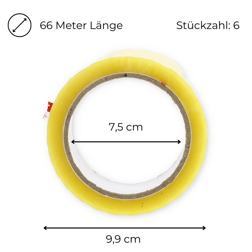 Klebeband Packband Paketband Paketklebeband Verpackungsklebeband Transparent Naturkautschuk 6x Transparent 66 M