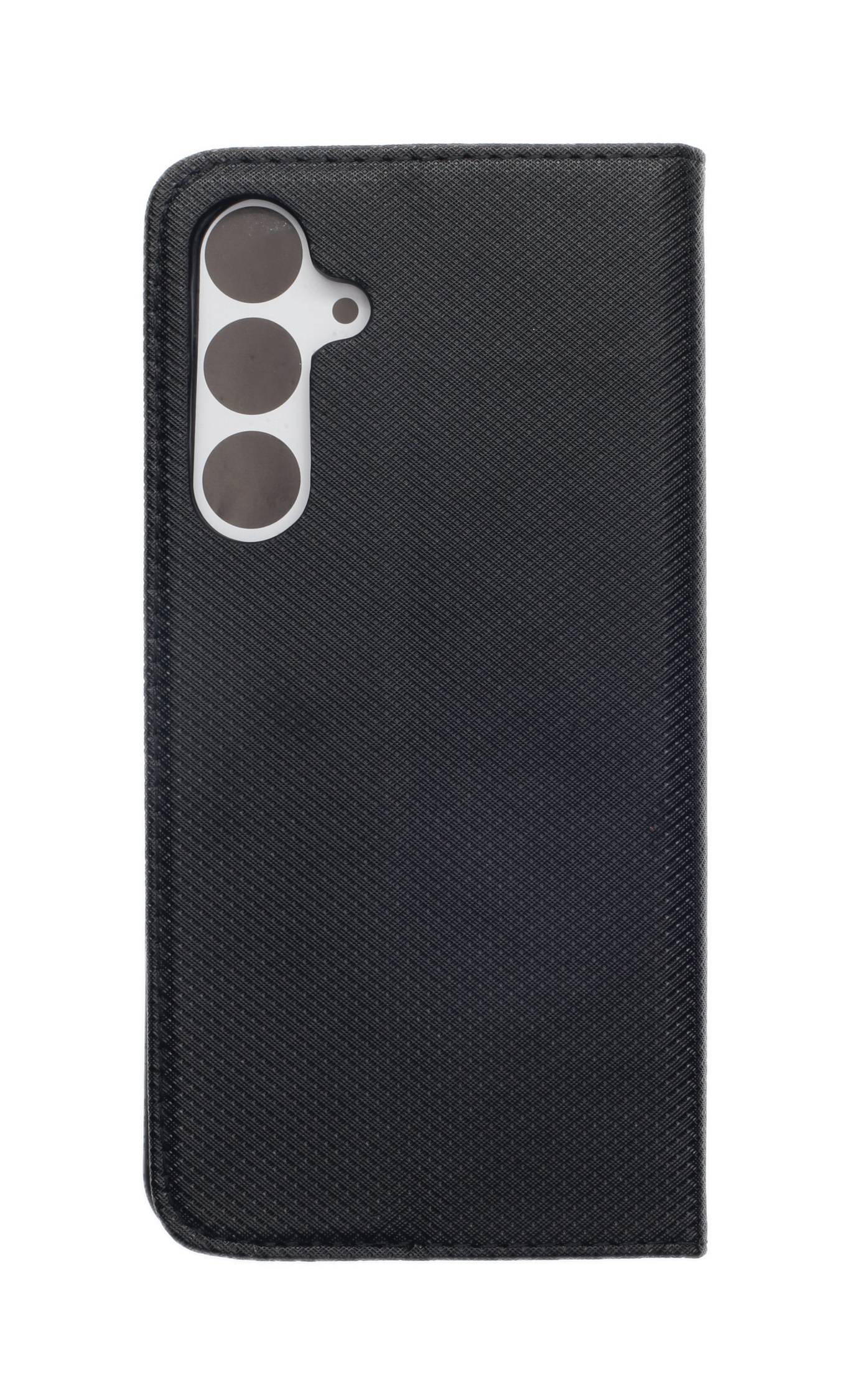 JAMCOVER Bookcase Texture Schwarz für Samsung Galaxy S24 FE - Handytasche mit Kartenfach und Standfunktion