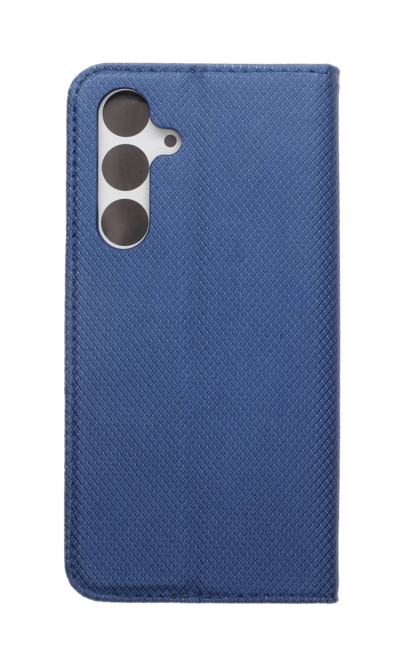 JAMCOVER Bookcase Texture Marineblau für Samsung Galaxy S24 FE - Handytasche mit Kartenfach und Standfunktion