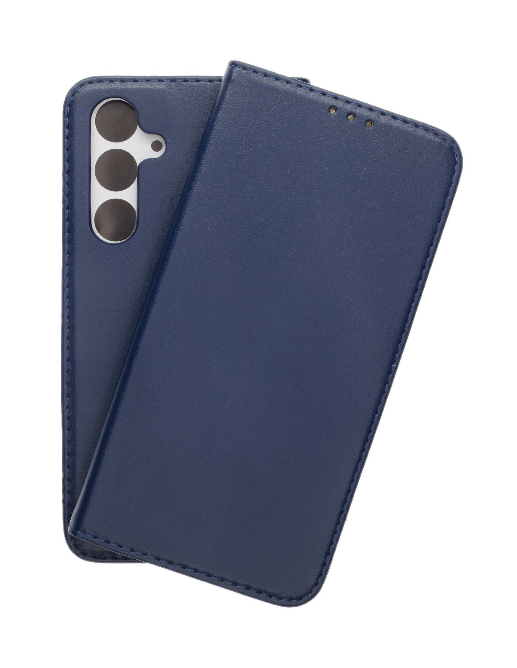 JAMCOVER Bookcase Smooth & Safe Marineblau für Samsung Galaxy S24 FE - Handytasche mit Kartenfach und Standfunktion