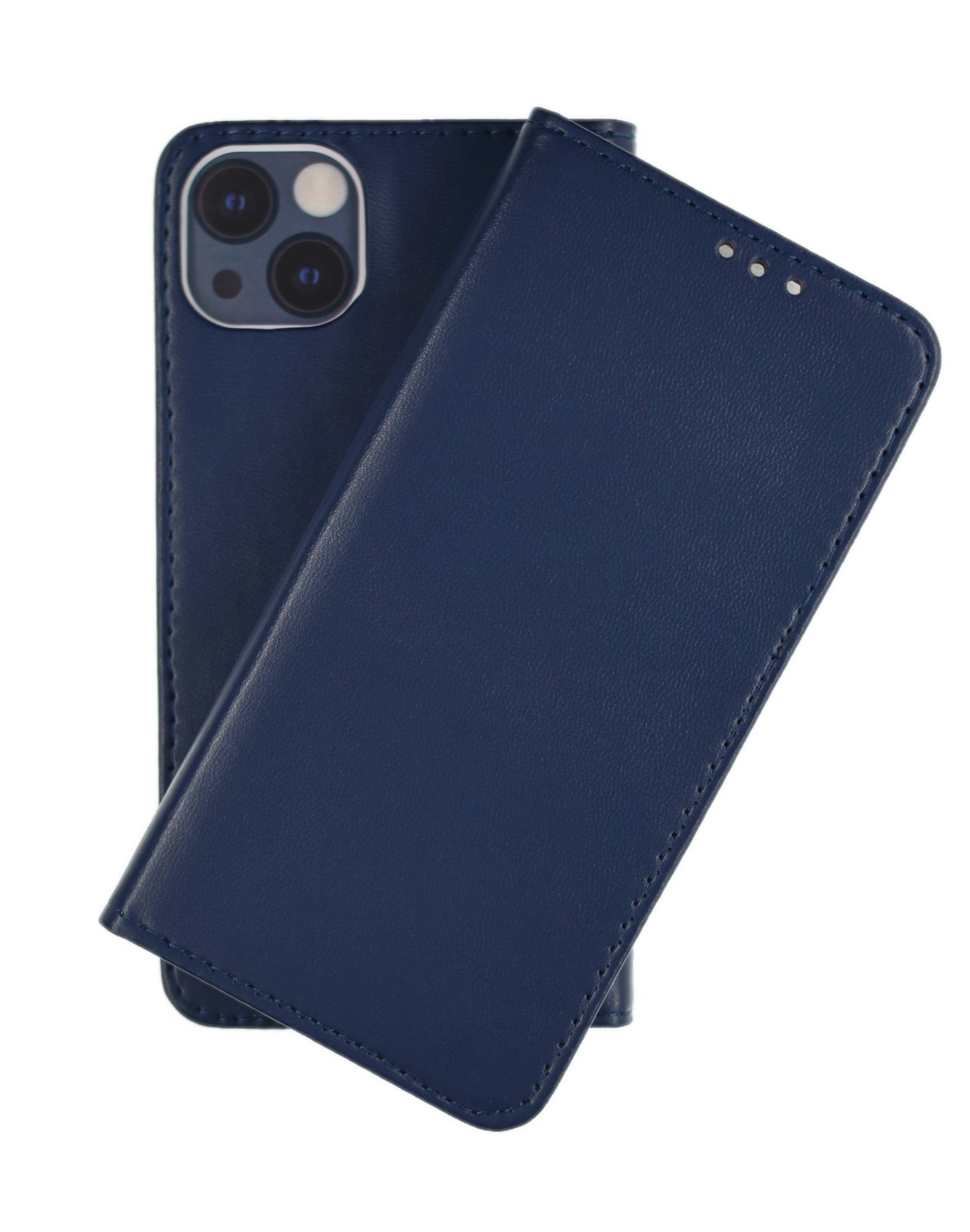 JAMCOVER Bookcase Smooth & Safe Marineblau für Apple iPhone 15 Plus - Handytasche mit Kartenfach und Standfunktion