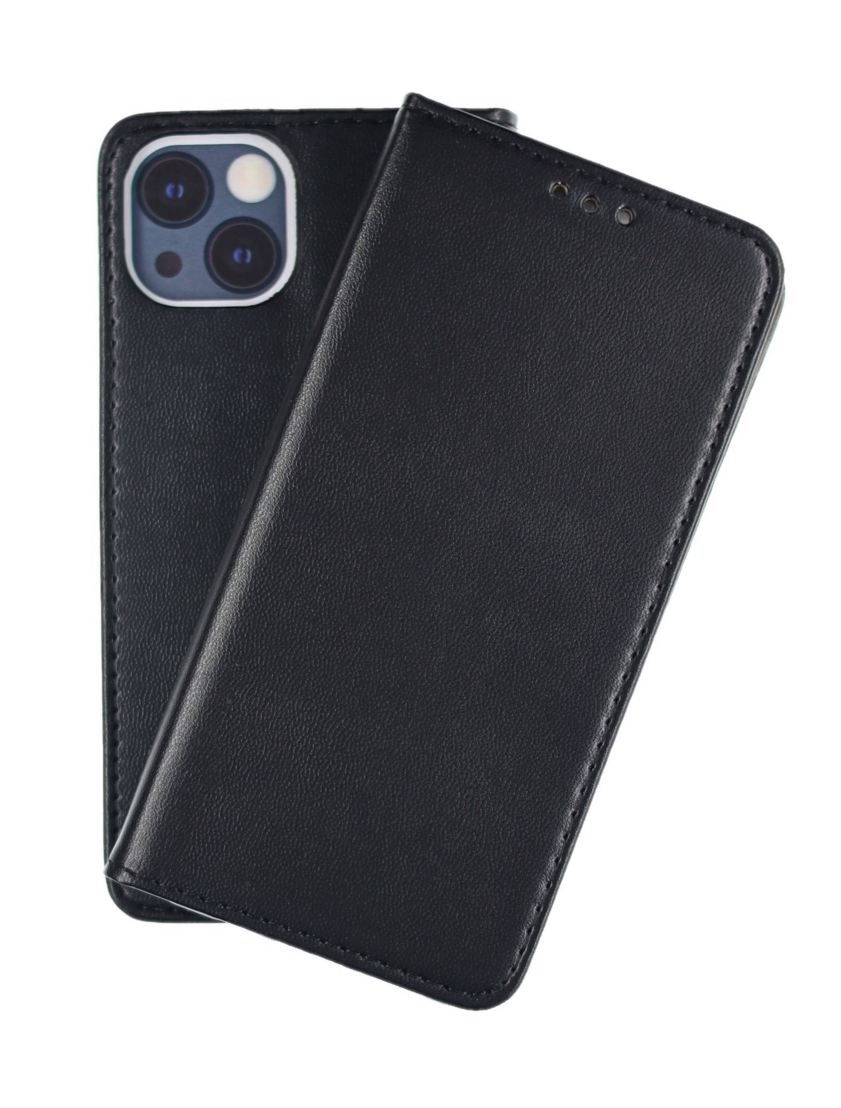 JAMCOVER Bookcase Smooth & Safe Schwarz für Apple iPhone 15 Plus - Handytasche mit Kartenfach und Standfunktion