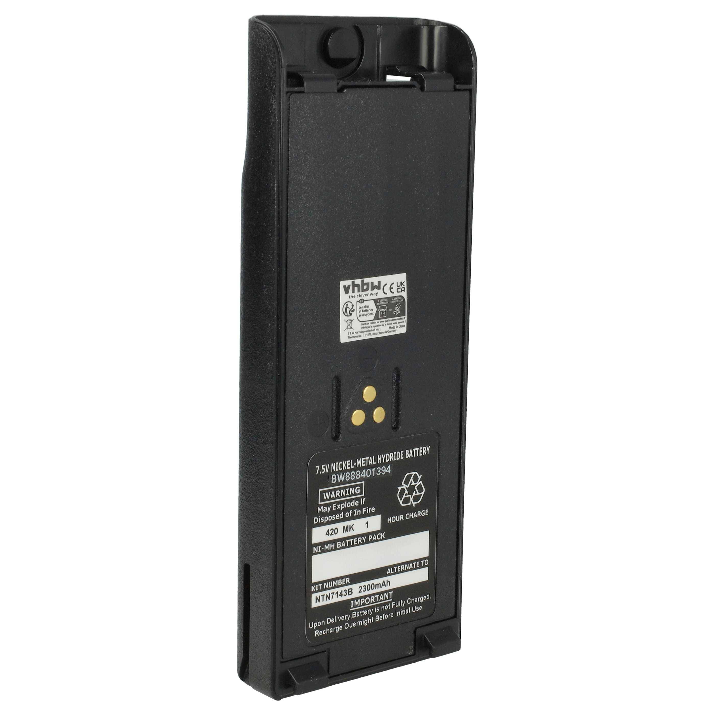 Eine rechteckige schwarze wiederaufladbare Batterie mit Etiketten, die Spezifikationen wie Typ (NiMH), Kapazität (4200mAh) und Sicherheitswarnungen angeben.