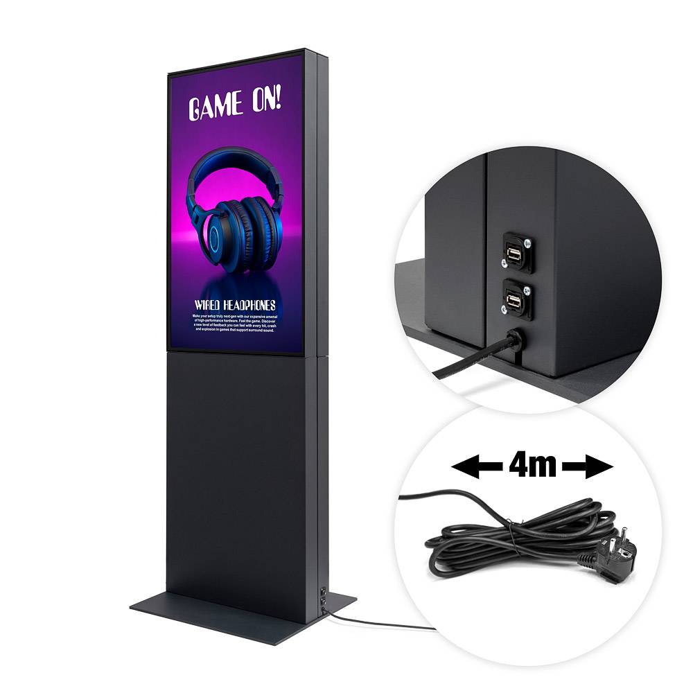 Showdown Displays Digitale Smart Line Infostele doppelseitig mit Samsung-Bildschirm - 43 Zoll