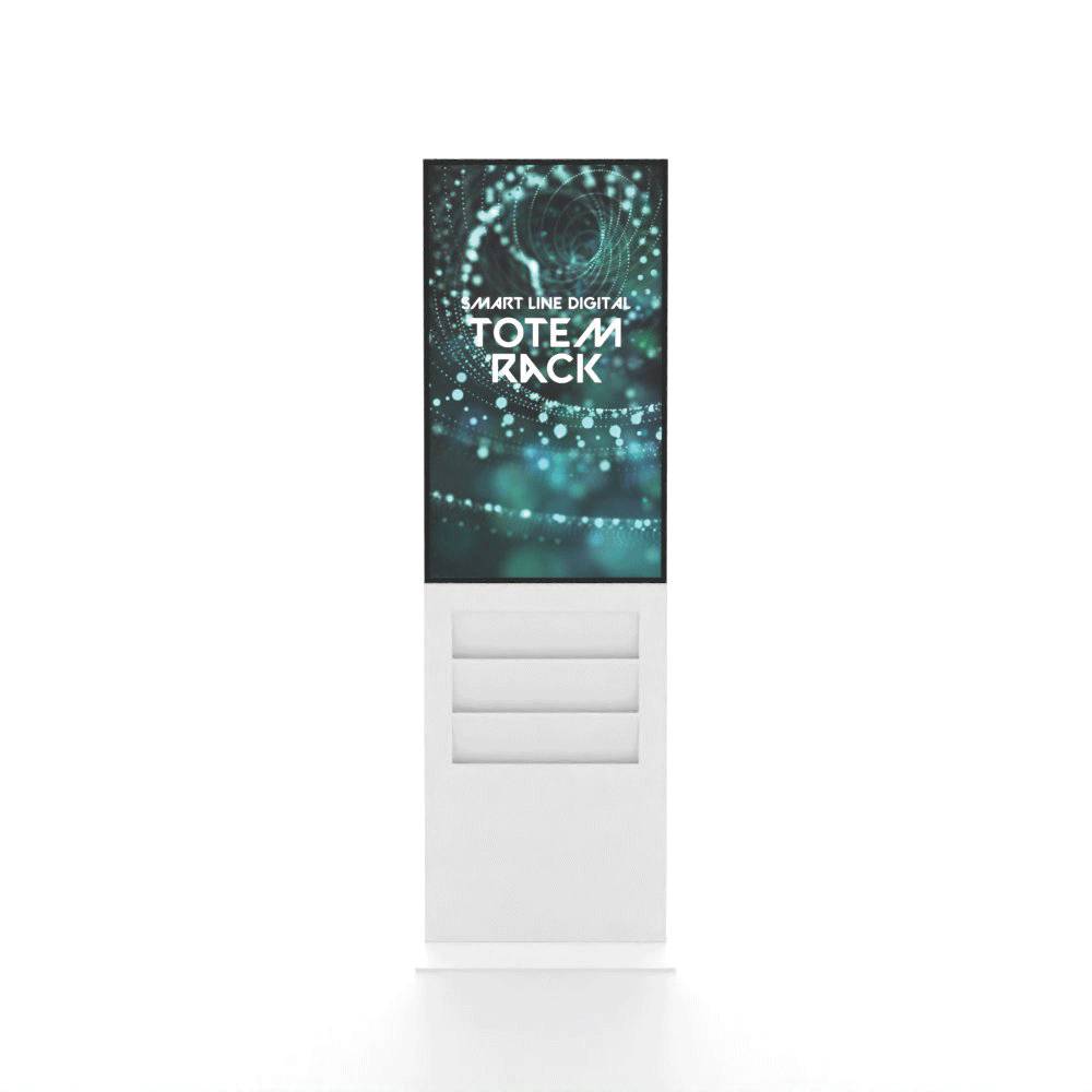Showdown Displays Smart Line Digitale Infostele Regal - 6x DIN A4 - mit Samsung-Bildschirm - 43 Zoll - Weiß