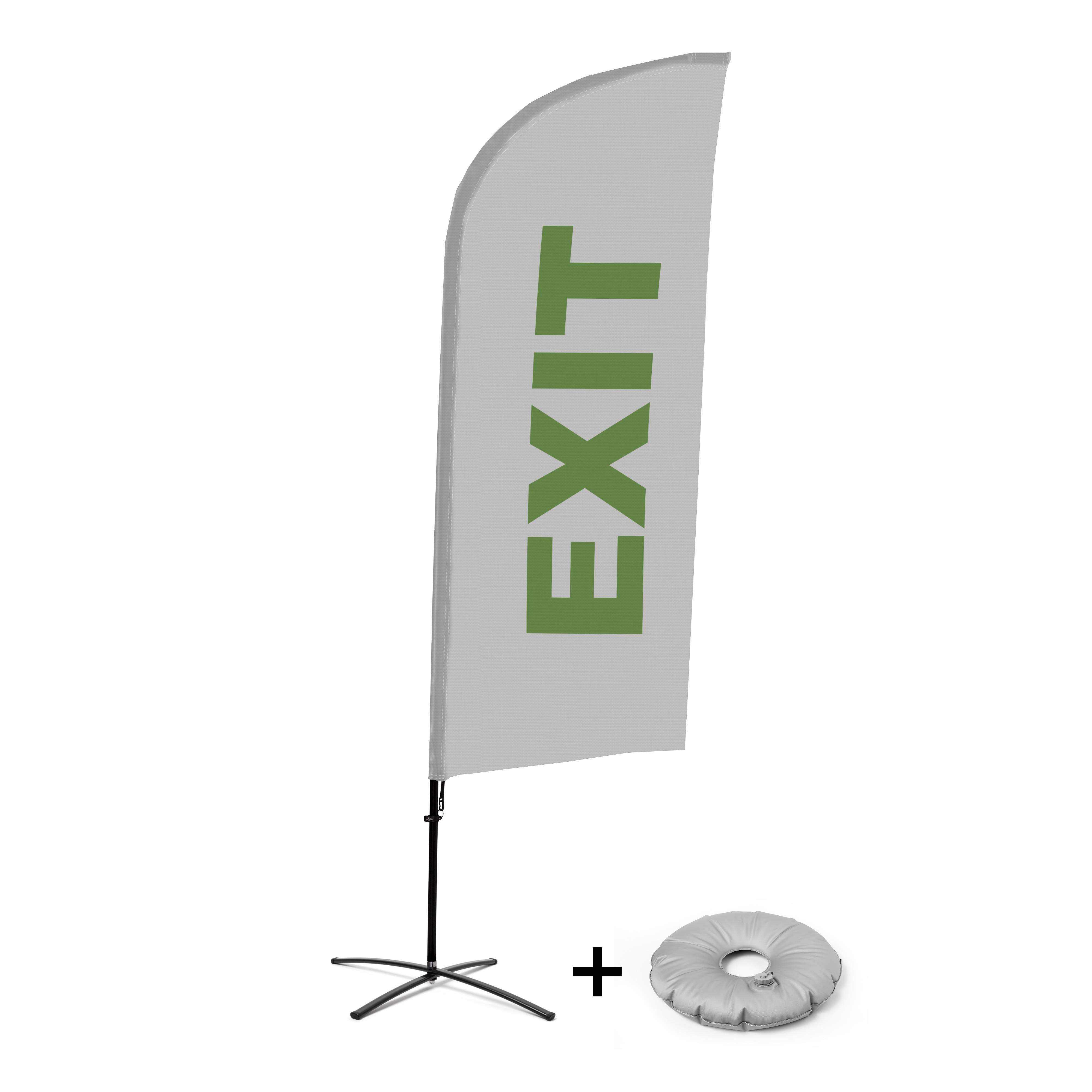 Showdown Displays Beachflag - Komplett-Set - Exit - Englisch - Grau - Kreuzständer - Alu