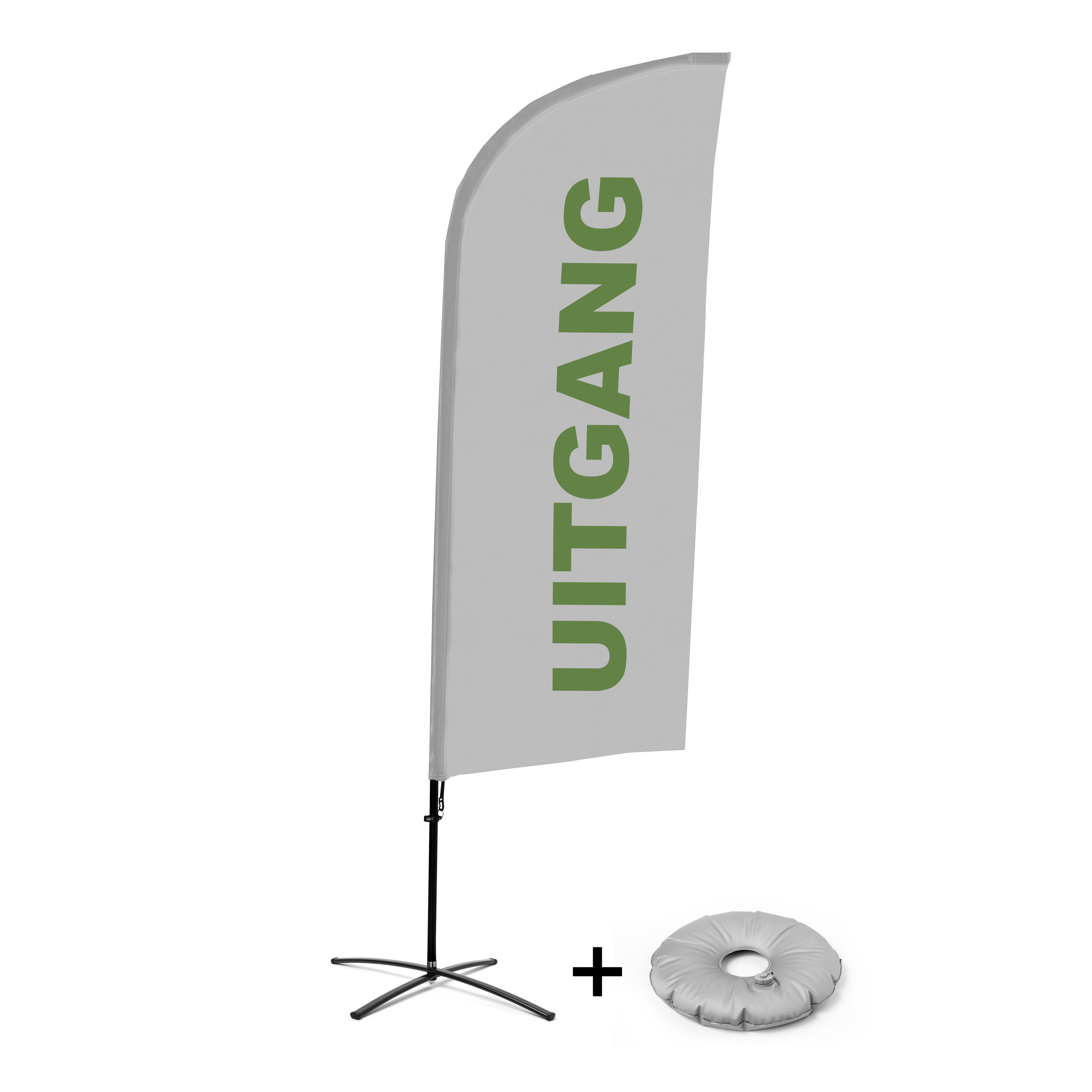Showdown Displays Beachflag - Komplett-Set - Exit - Niederländisch - Grau - Kreuzständer - Alu
