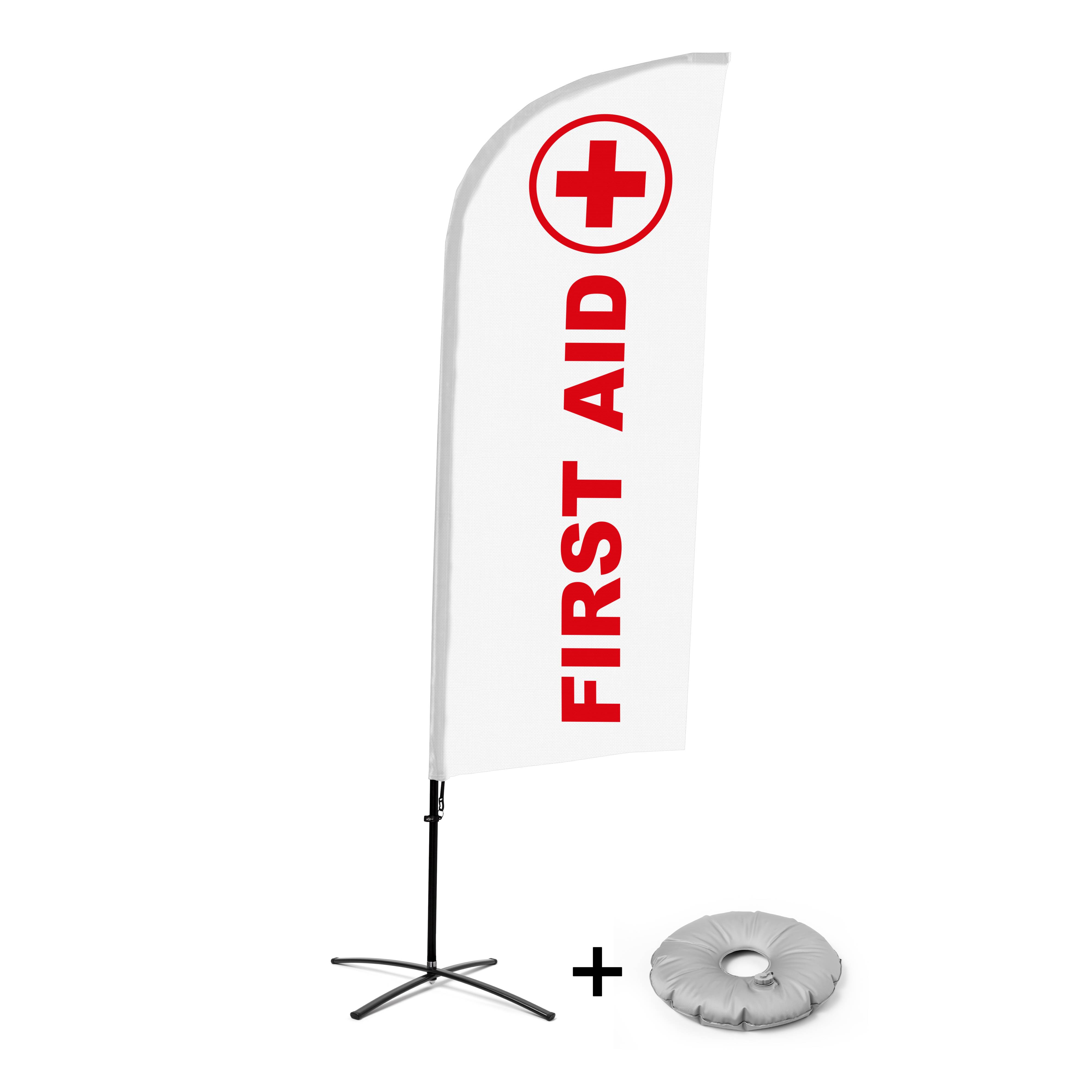 Showdown Displays Beachflag - Komplett-Set - Erste Hilfe - Englisch - Kreuzständer - Alu