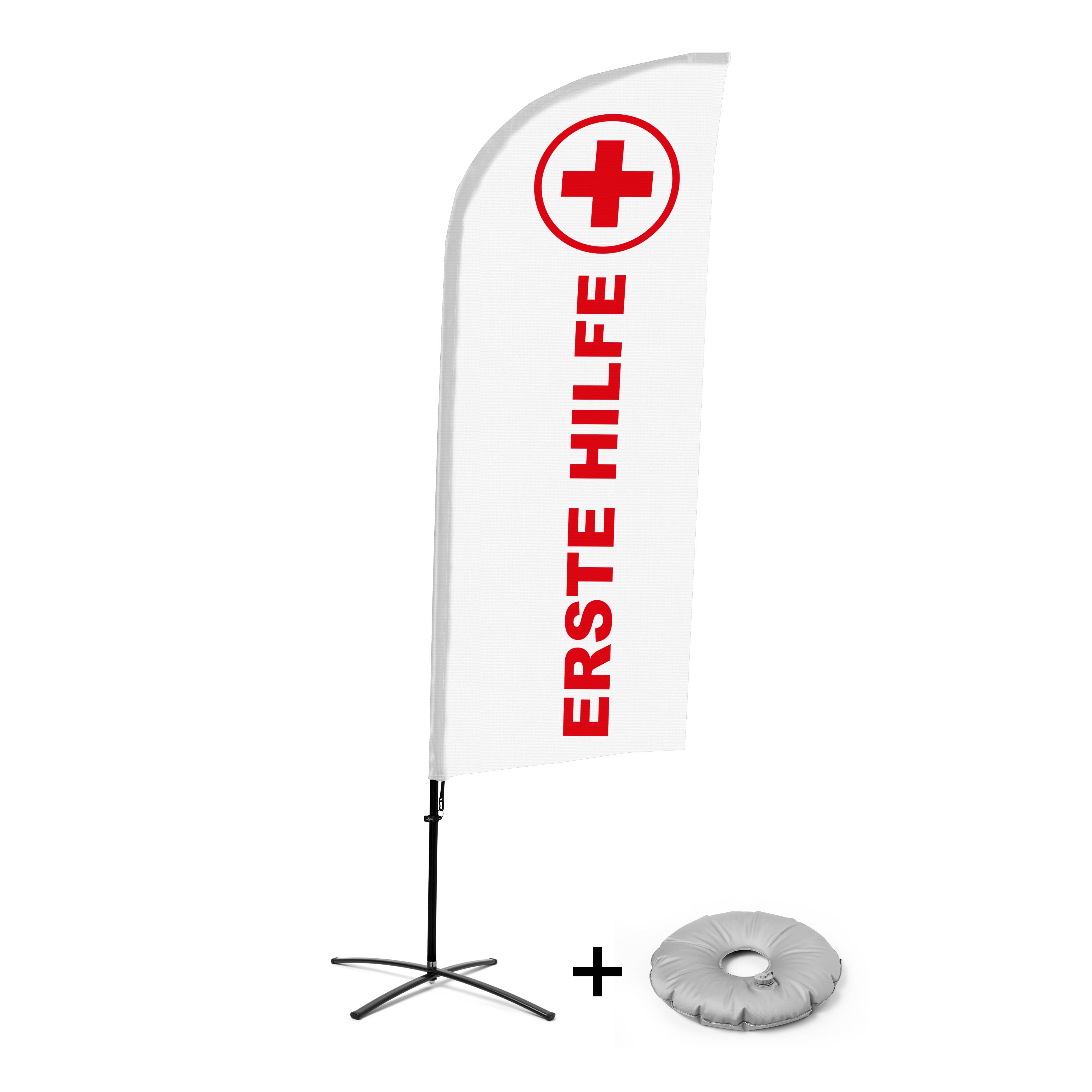 Showdown Displays Beachflag - Komplett-Set - Erste Hilfe - Deutsch - Kreuzständer - Alu