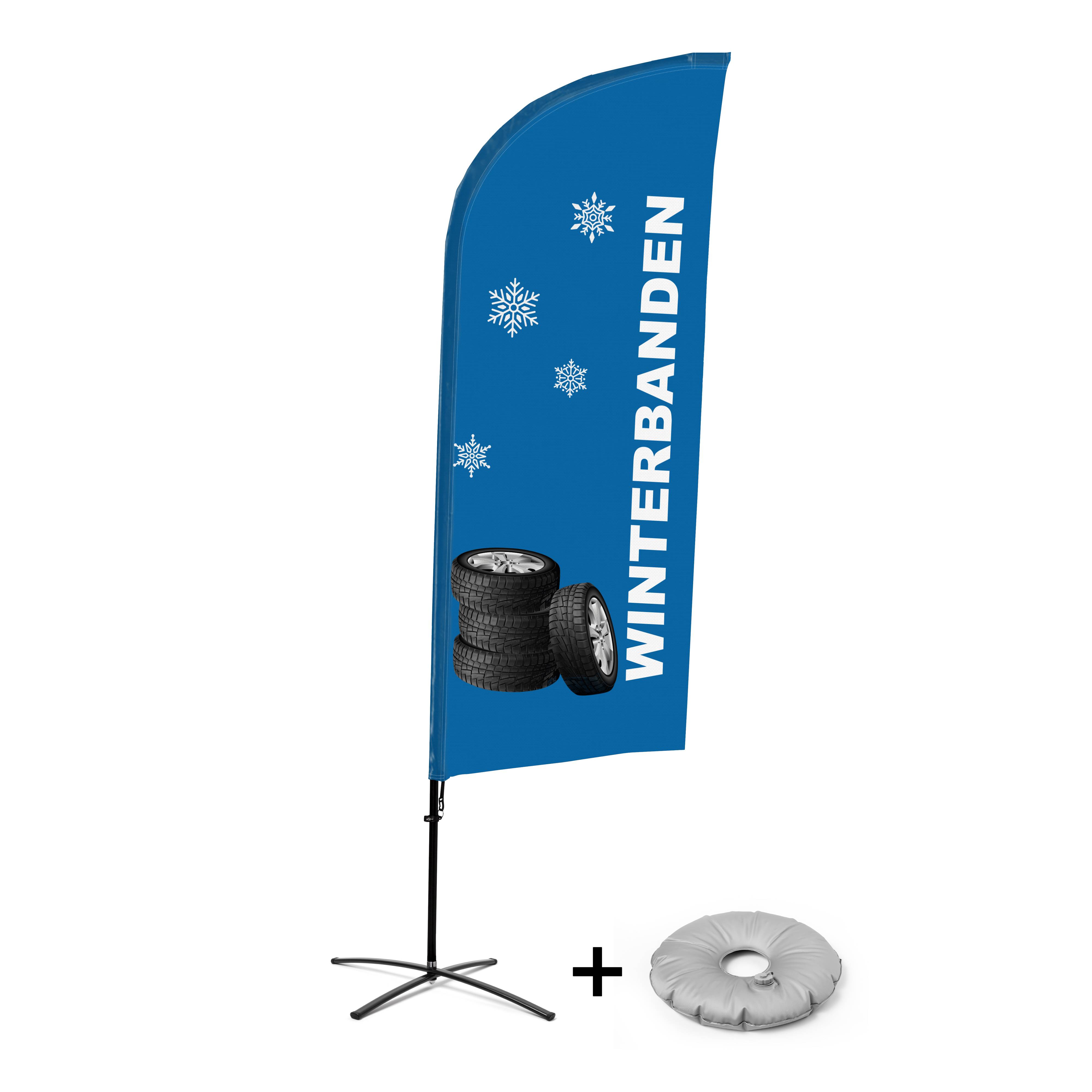 Showdown Displays Beachflag - Komplett-Set - Winterreifen - Niederländisch - Kreuzständer - Alu