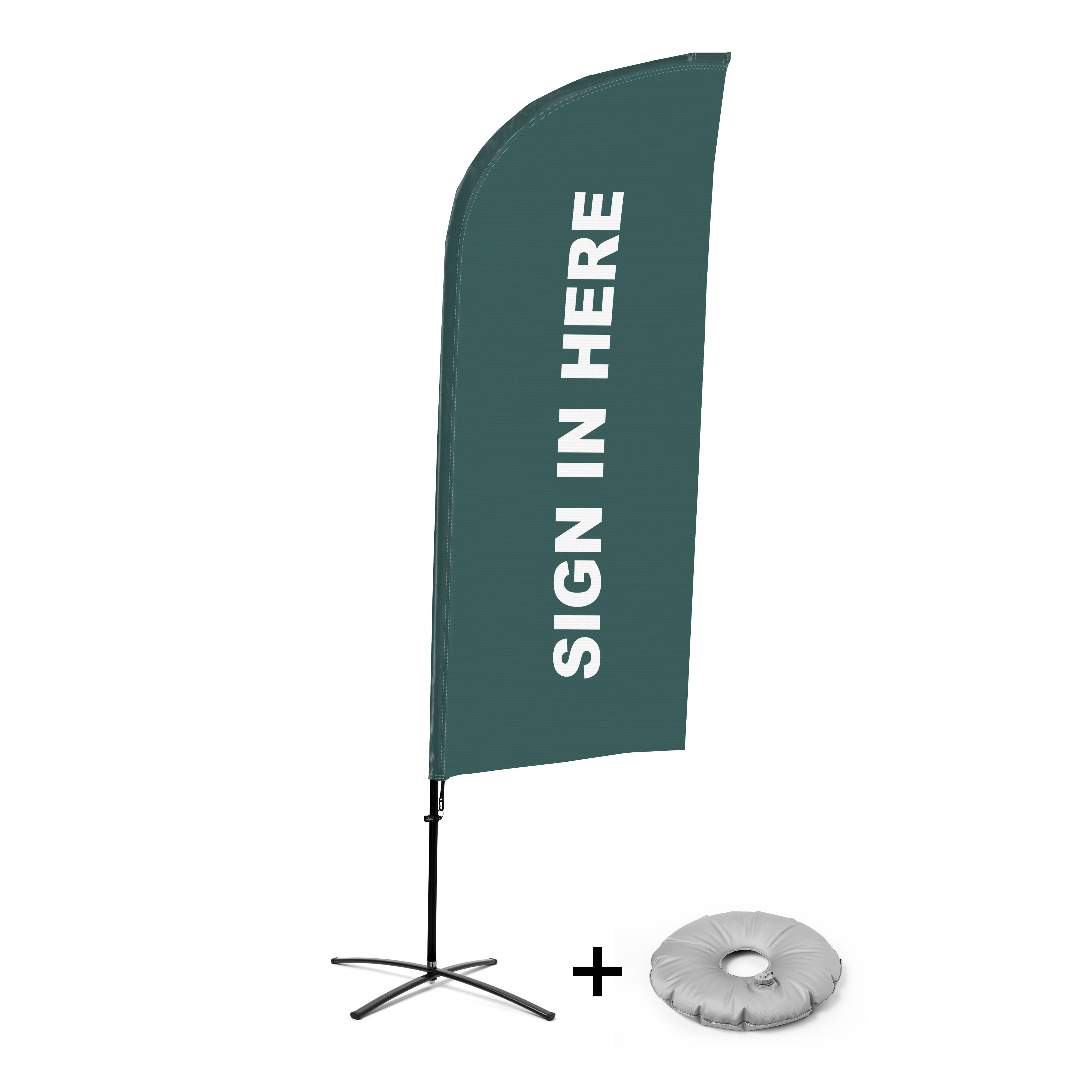Showdown Displays Beachflag - Komplett-Set - Hier Anmelden - Englisch - Grau - Kreuzständer - Alu