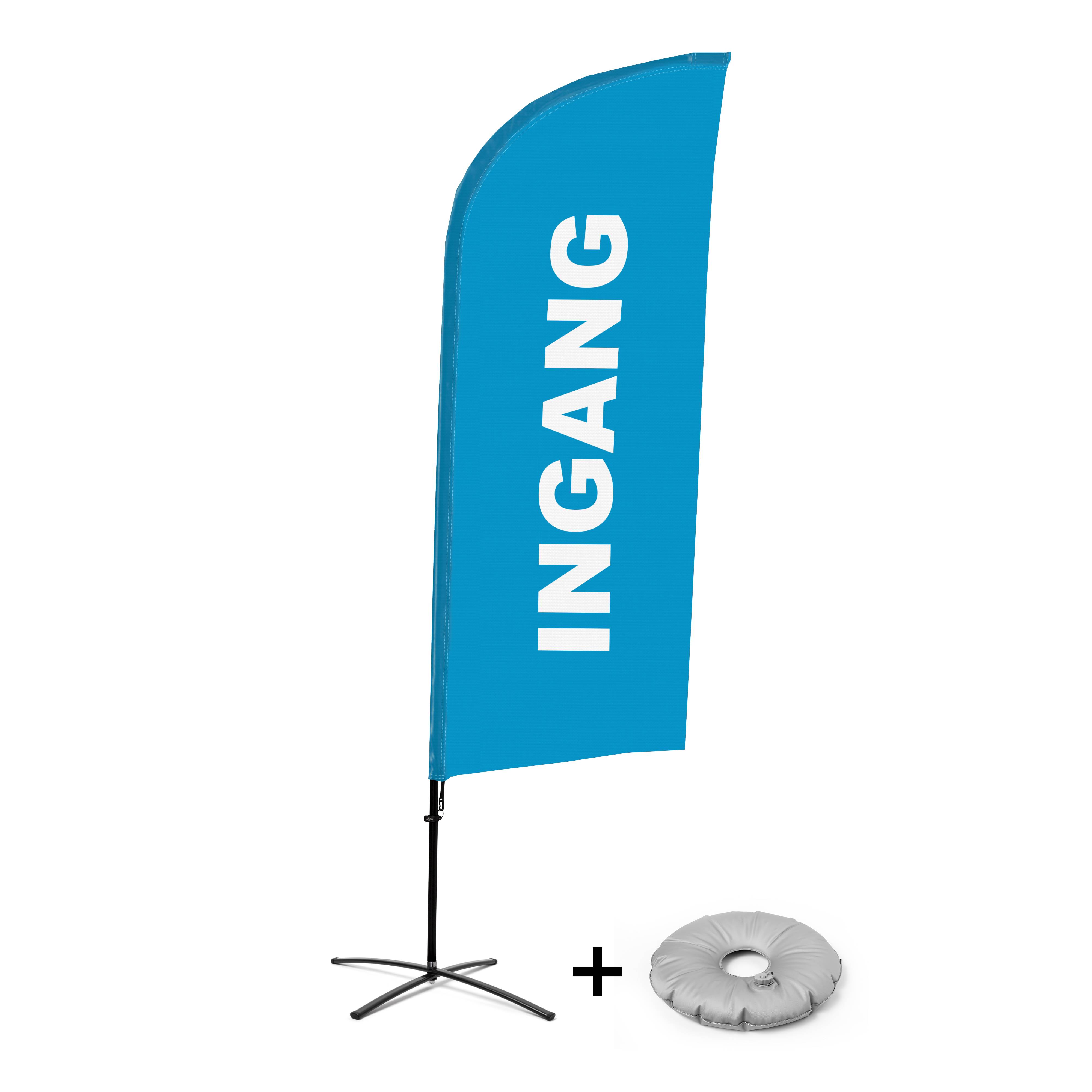 Showdown Displays Beachflag - Komplett-Set Eingang - Niederländisch - Blau - Kreuzständer - Alu