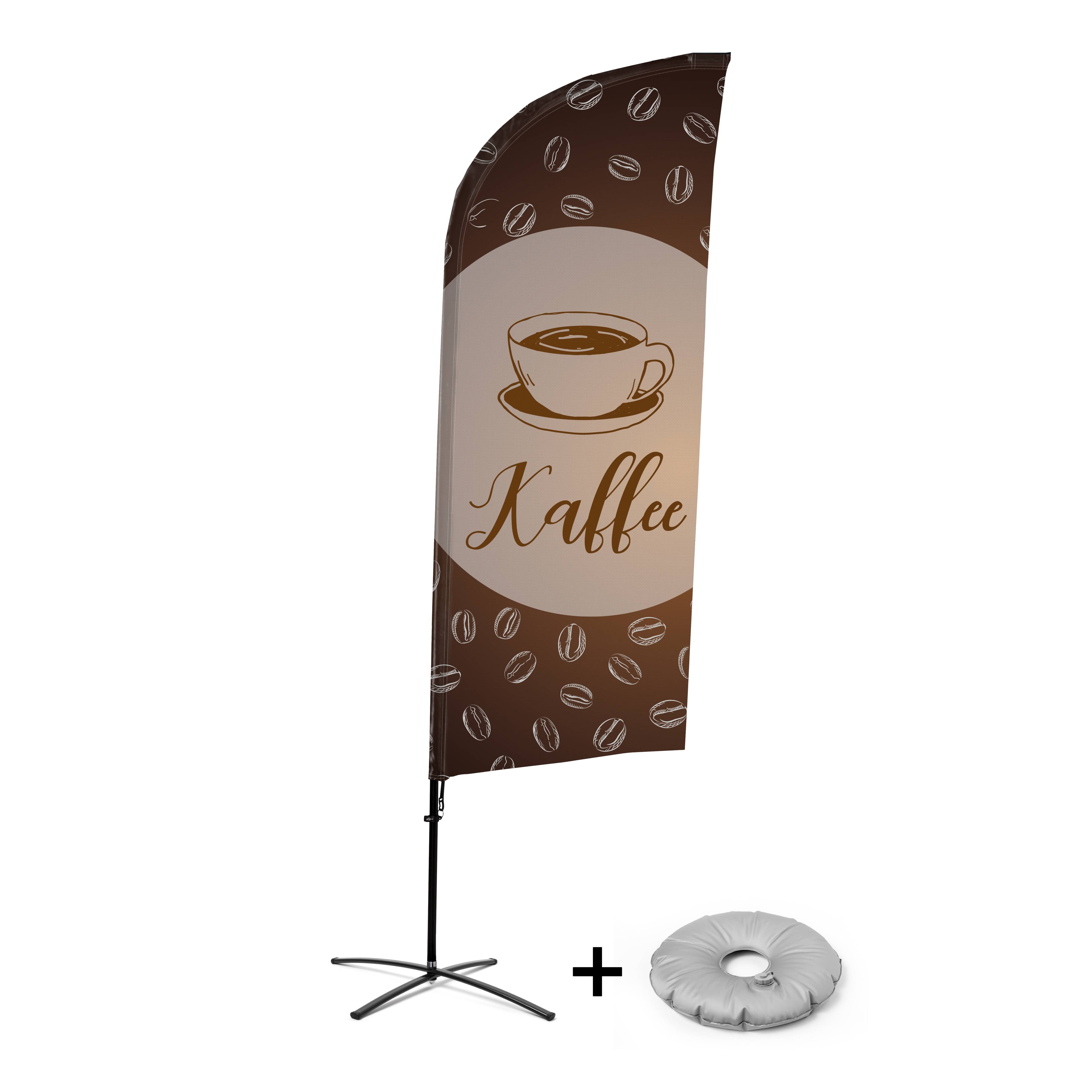 Showdown Displays Beachflag - Komplett-Set - Kaffee - Deutsch - Kreuzständer - Alu