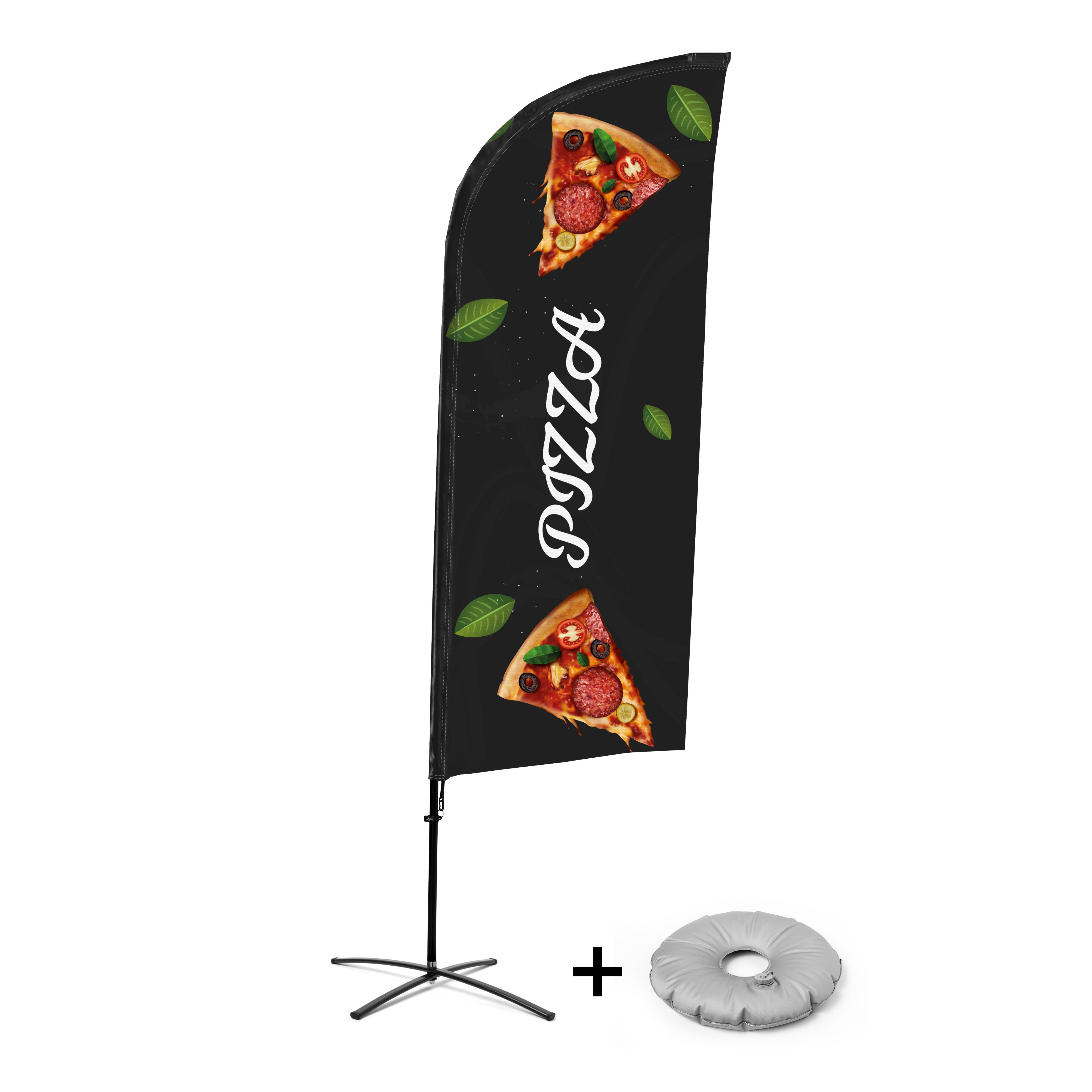 Showdown Displays Beachflag - Komplett-Set - Pizza - Kreuzständer - Alu